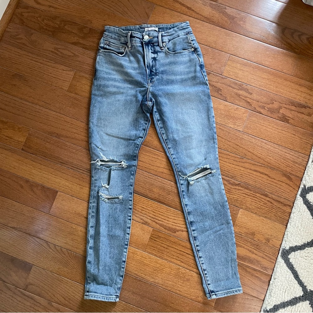 High Waisted Distressed Skinny Jeans